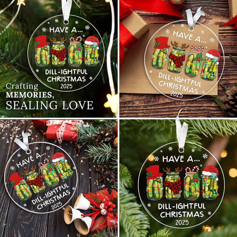 HEXMOZ Pickle Gifts for Women, Men - Emotional Support Pickle Ornament for Christmas Tree - Funny Dill Pickles Gifts for Pickles Lovers - Gag Gift Ideas Decor - Acrylic Christmas Ornament 2025 - Image 5
